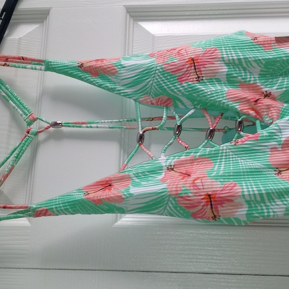 Ymi Floral Lace up swim suit Sz S - Picture 2 of 7